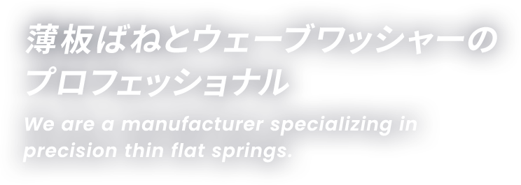 薄板ばねとウェーブワッシャーの プロフェッショナル　We are a manufacturer specializing in precision thin flat springs.